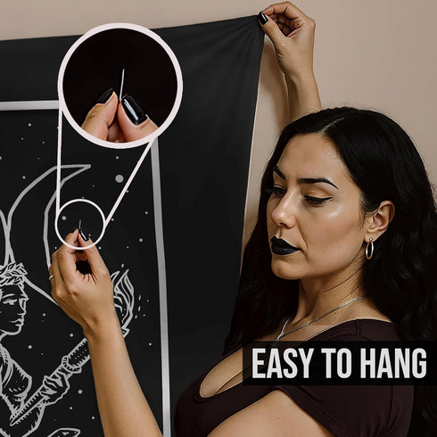 The Goddess Hecate Tarot Card Tapestry (Black & White) - Triple Moon Goddess of Witchcraft Hekate Wheel Pagan Witch