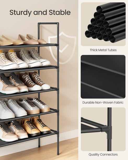 5-Tier Closet, ULSH045BH02 SONGMICS Shoe Rack, Shoe Storage for Hallway Slim and Space-Saving, Metal Frame, Non-Woven