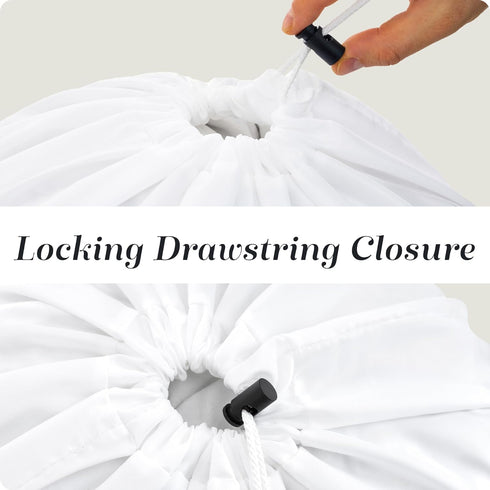 Nylon XL Laundry Bag - Locking Drawstring Closure, Machine Washable, Fits Laundry Basket, White, 30" x 40"