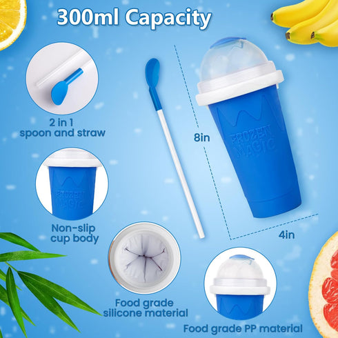 Slushy Maker Cup 2 Pack, DIY Magic Quick Frozen Slushie Cup, Double Layer Portable Smoothie Squeeze Cup