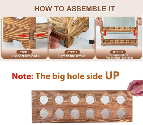 4 Layers/48-Hole, Countertop Wooden Egg Holder with Stackable Wood Egg Rack with Handle, Stores