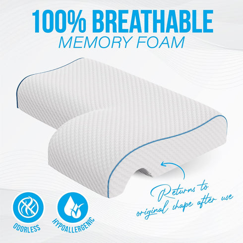 MARS WELLNESS Memory Foam Cuddle Pillow - Ergonomic Anti Pressure Couples Pillow with Arm Hole - Great for Cuddling