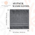 48 Pack 600 100% 12x12 Inches Wealuxe Dark Gray Washcloths - GSM Ring-Spun Cotton Wash Cloths for Showering, Highly