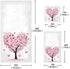 Set 3 Sets Pfrewn Pink Flowers Heart Tree Towels of Romantic Love Spring Trees Butterfly Bathroom Towel Soft Absorbent