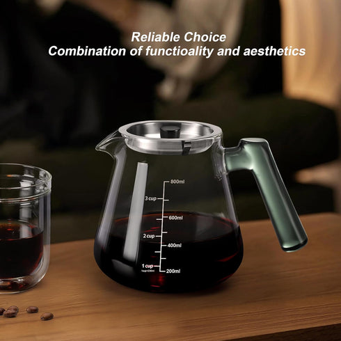 Aquach Pour Over Coffee Maker, 828ml (28oz) Glass Coffee Server, Paperless Dripper, Stainless Steel Set