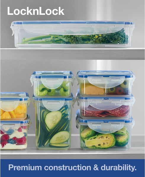 LOCK & LOCK Easy Essentials Food Storage Containers, BPA Free, 54 Ounce, Clear