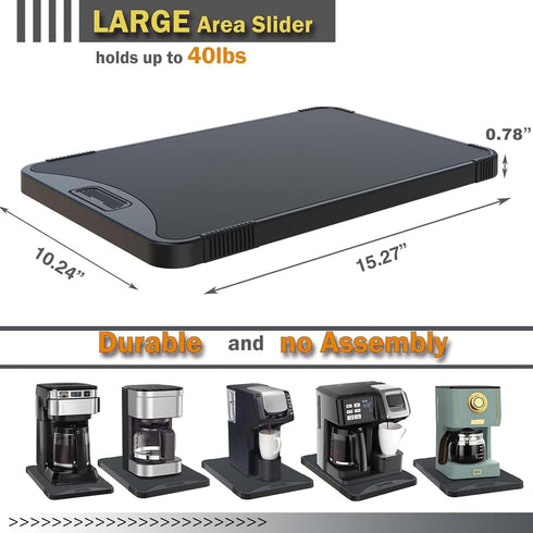ARGOMAX Rolling Tray for Appliances, Coffee Maker Slider, 10.3'' W × 15.3'' D, Suitable for Coffee Machines, Air Fryers