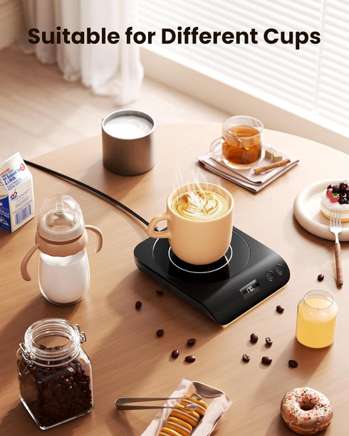 3 Settings, 2-10H 50W Gaiatop Coffee Mug Warmer, Temperature Auto Shut Off and Warm Strip Indicator Lights, Smart Cup