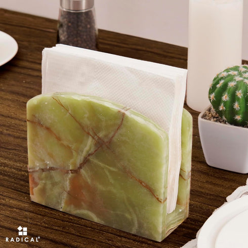 5.5" Inches Countertop Radicaln Marble Napkin Holder Green Onyx Handmade Simple Modern Home & Kitchen Napkins Paper