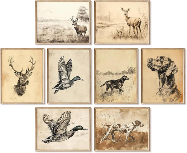 Lhoiplme Vintage Nursery Wall Art Decor Baby Boy Room Prints Hunting Animal Canvas