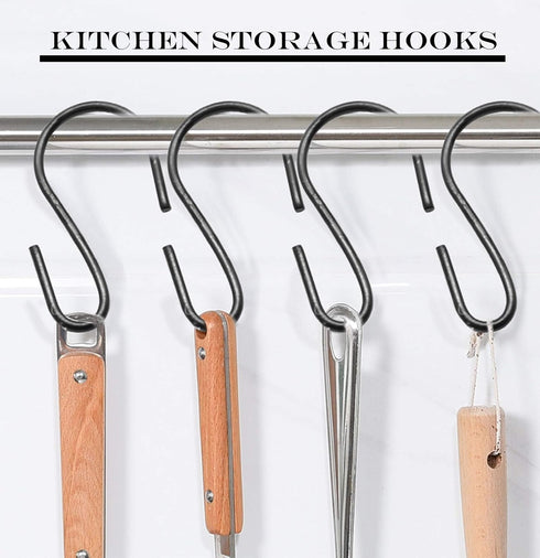 50PCS Mini S Shaped Hooks, 1 Inch Black Ornament Storage Hooks for Hanging Jewelry, Small Kitchenware, Potted Plants