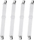 Sopito 4pcs Adjustable Elastic Bed Sheet Fasteners, Heavy Duty Grippers for Mattresses, White