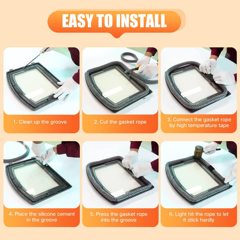 Wood Stove Gasket (7/8" x 72") - Grey Color Fiberglass Door Seal, High Temperature Resistant Rope