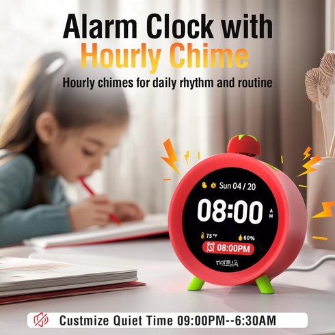 7-Day Programmable 4 MOMILLA Kids Alarm Clock for Bedrooms, Colorful Display Alarms, Visual Timer with White Noise