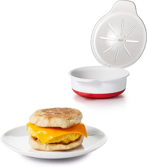 White OXO Good Grips Microwave Egg Cooker for Quick Breakfasts