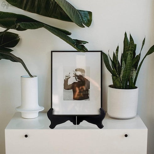 Guffman 12 Inch Wooden Display Stand - Black Wood Plate Stand for Decorative Plates