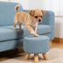 Asense Small Round Ottoman Foot Rest Stool Fabric Padded Seat Footstool Ottoman with Anti-Slip Wooden Legs (Light