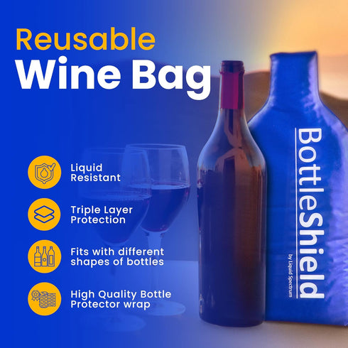 6 Pack Reusable Wine Protector Travel Bag, Unbreakable Bottle Sleeve, Leak Proof Wine Tote Bags for Suitcase Luggage