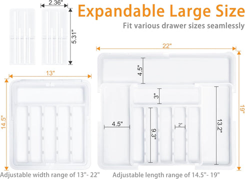 Homecor Silverware Organizer for Kitchen Drawers, Expandable Utensil Organizer & Knife Block, BPA Free Storage
