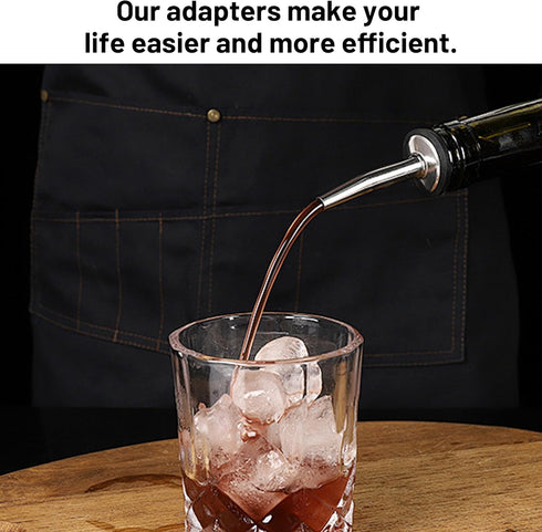 Liquor Pourer Adapters for Large Liquor and Olive Oil Bottles, Converts Regular Size Spout to Large Pouring Spout, 6