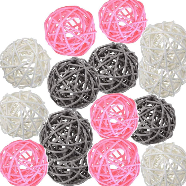 Decorative Wicker Rattan Balls 15pcs - Color Decor for Vase Filler Wedding Birthday Party Decoration