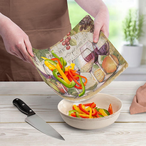 Cut N' Funnel Wine Country Designer Flexible Plastic Cutting Board Mat - Made in the USA, Decorative, Easy to Clean