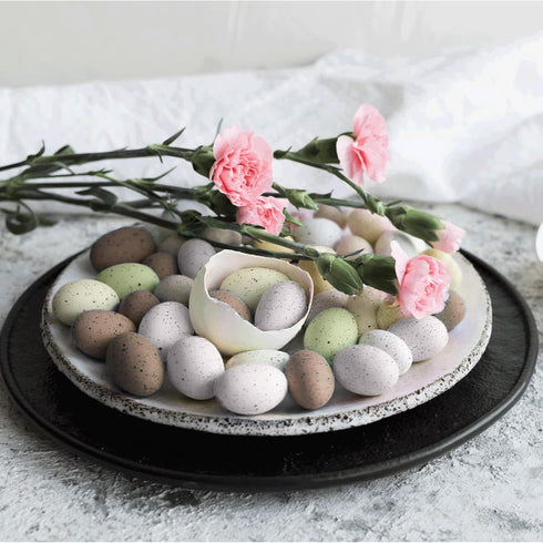 Kidum 36 Pcs Easter Speckled Eggs Vase Filler Plastic Speckled Eggs Faux Eggs for Decoration Bowl DIY Spring Displays