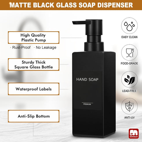 12 oz 350 ml Set, Set GMISUN Dish Soap Dispenser, fl / Dual Kitchen Soap Dispensers with Sponge Holder, Customized