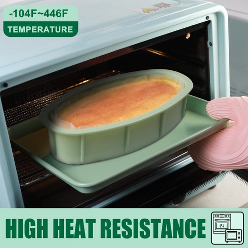 Silicone Oval Cheesecake Pan, 2 Pack Non-Stick Bakeware for Oven and Pot Baking, QLG0111-9x4.6x2.2 inch