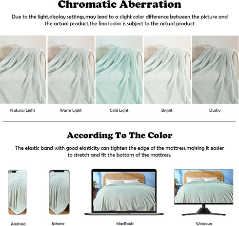 NEWCOSPLAY Super Soft Throw Blanket, Mint Premium Silky Flannel Fleece Leaves Pattern, 50"x60"