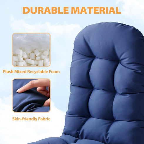 Lucresta 48.8x20.4x4.3, 1 Adirondack Chair Cushion, High Back Patio Cushions with Adjustable Ties, Waterproof Tufted