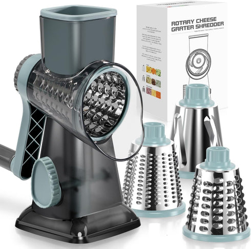 KEOUKE Rotary Cheese Grater Hand Crank Transparent - Shredder Slicer Grinder 3