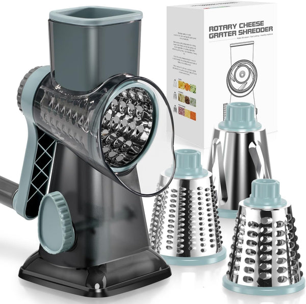 KEOUKE Rotary Cheese Grater Hand Crank Transparent - Shredder Slicer Grinder 3