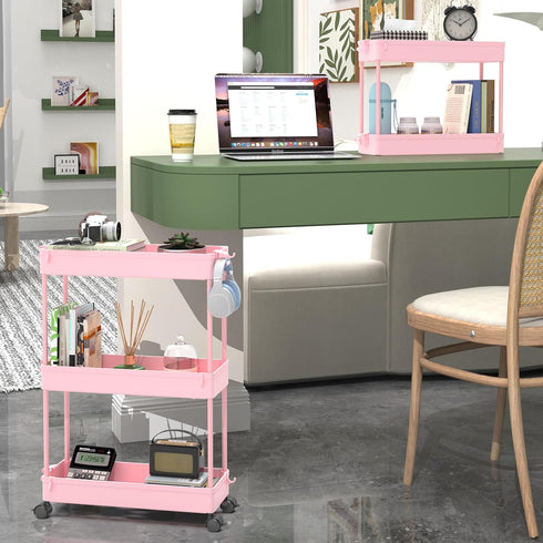 SPACEKEEPER Slim Rolling Storage Cart - 3 Tier Bathroom Organizer Utility Cart for Kitchen, Office, and Narrow Spaces,