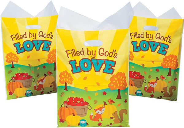 Fun Express Fall Plastic Bag for Fall Party Supplies - 50 Pieces