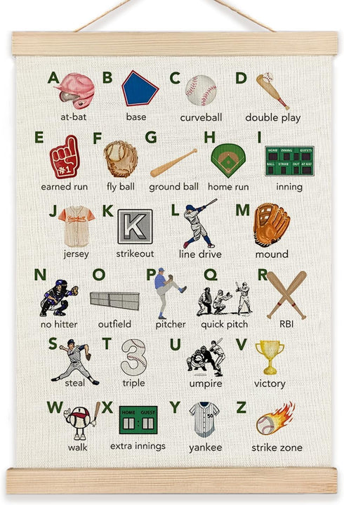 RYYCDOI Baseball Alphabet Nursery Wall Decor, Baseball Alphabet Learning Wall Decor for