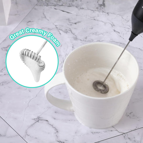 HAUSHOF Powerful Rechargeable Milk Frother, Handheld USB Type-C Electric Foam Maker for Coffee