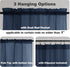 Sheer Window Valance Curtains, 42x14 Inches Light Filtering Valances with Small Rod Pockets, Navy Blue, 2PCS