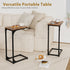 Set 2, 7 inch Narrow C Shaped End Tables Living Room TV Trays of Small Thin Farmhouse Side Table Skinny Slide Under