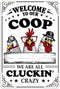 Funny Chicken Coop Sign - Welcome To Our Coop Metal Poster, Tin Signs for Home, Farmhouse, Garden, Kitchen 8x12 Inch