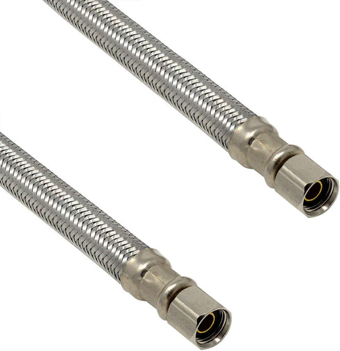 Braided Stainless Steel Ice Maker Water Supply Hose, 15 Ft, Universal 1/4" Connectors by Kelaro