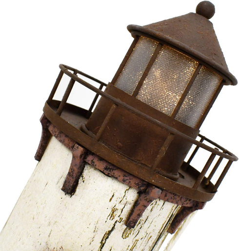 K KILIPES Wood Lighthouse with Led Light Nautical Decorations for Home Rustic Lighthouse Table Decoration Night Light