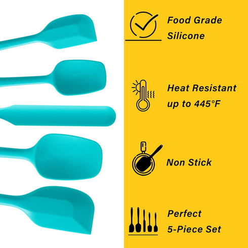 Silicone Spatula Set, 5 Piece - High Heat Resistant Rubber Spatulas for Baking, Cooking, Mixing, Dishwasher Safe