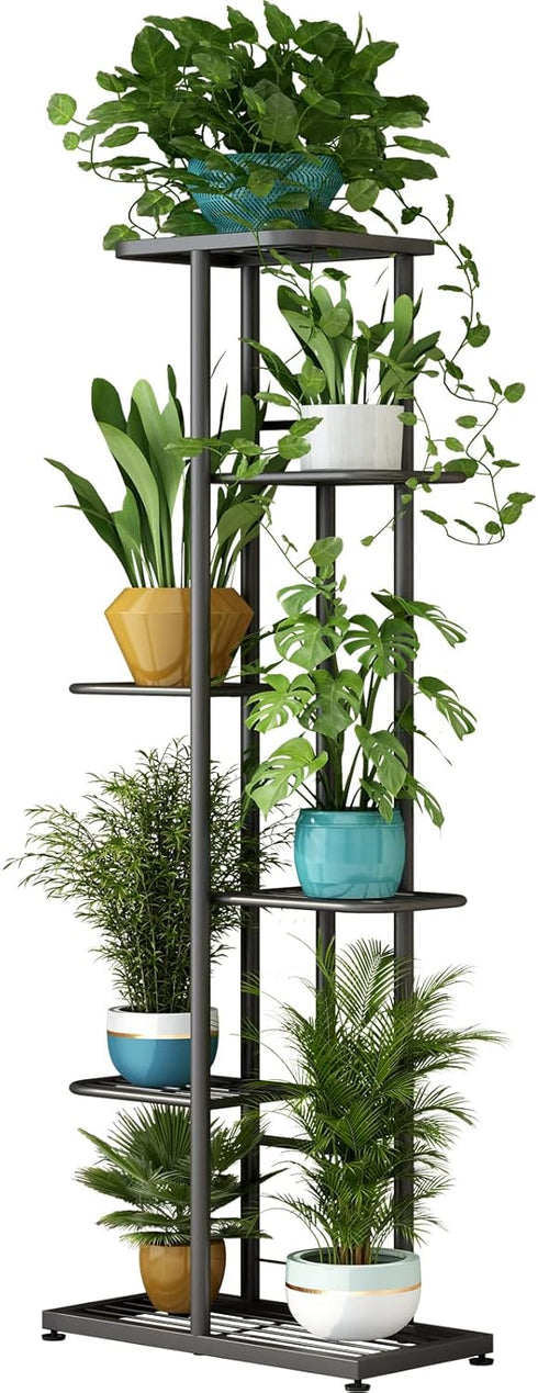 LINZINAR Plant Stand Indoor Outdoor Metal 6 Tier 7 Potted Multiple Flower