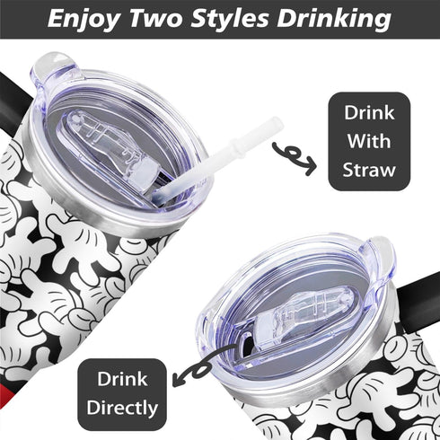 Cartoon Mouse Tumbler 40 Oz - Stainless Steel Insulated Travel Coffee Mug with Lid and Straw, Birthday Gift