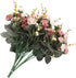 Duovlo 7 Branch 21 Mini Rose Heads Artificial Flowers Bouquet, Pack of 4, Wedding Home Office Decor, Pink