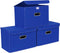 STOREONE 3 Pcs Fabric Storage Cube Bins, Foldable Organizer Container with Lids and Metal Handles for Home
