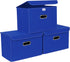 STOREONE 3 Pcs Fabric Storage Cube Bins, Foldable Organizer Container with Lids and Metal Handles for Home