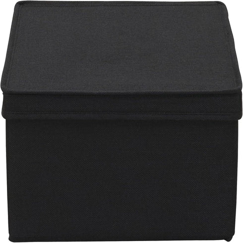 Household Essentials Large Fabric Storage Box with Lid, Black, Set of 2.
