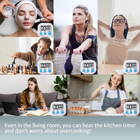 Digital Kitchen Timer 4 Pack, Magnetic Timers with Big Display and Loud Ring for Cooking, Classroom, Game